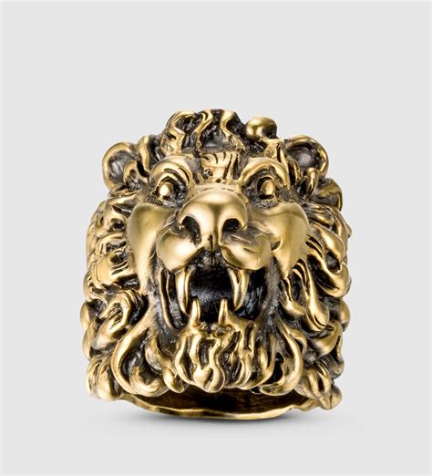 gucci ring lion gold mens|used Gucci lion ring.